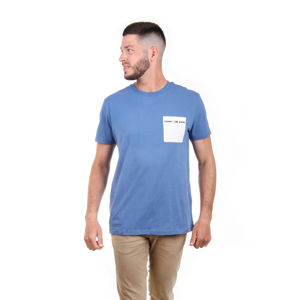 Tommy Jeans pánské modré tričko s kapsičkou Contrast - XXL (432)